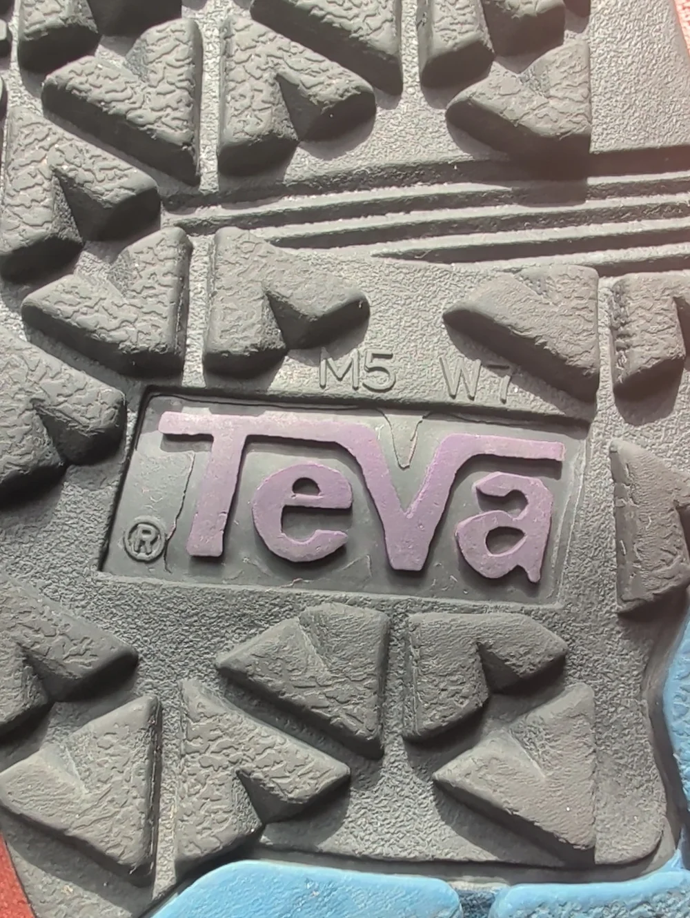 Teva Men 5, Women 7 Sandals Blue-Green Straps Granola Hippie Outdoor Hiking